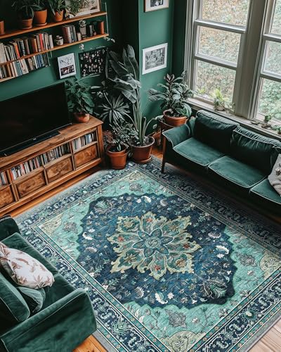Washable Area Rug (Teal / 9' x 12' (Rectangular))
