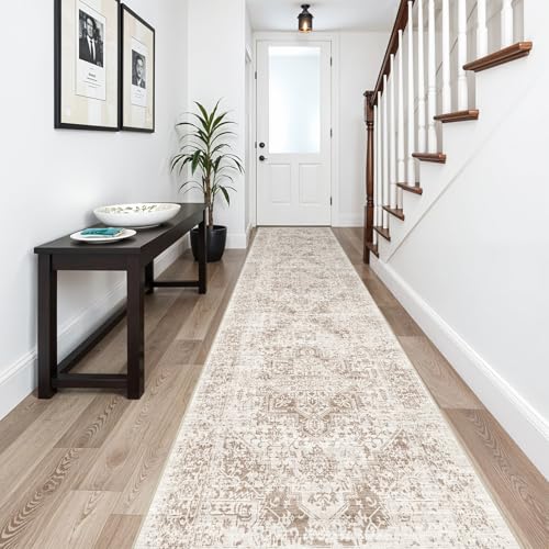 2'6"x14 Washable Long Runner Rug (Ivory/Beige / 2'6" x 14' (Runner))