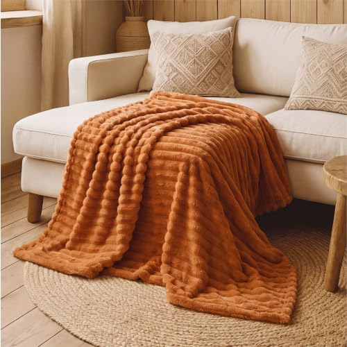 Soft Twin Blanket for Bed Decor Gifts Burnt Orange 60"x80" (Orange / Twin)