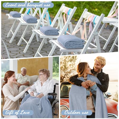 6 Pcs Flannel Blankets Bulk (Dusty Blue)