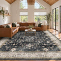 Black Boho Rug for Living Room 8x12 (8' x 12' (Rectangular) / Ashen / Multi)