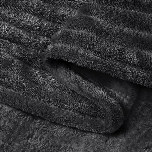 3D Ribbed Jacquard Black Blankets Queen Size for Bed (Black / Queen(90"x90"))