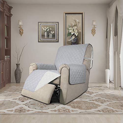 Reversible Couch Cover (Light Gray/Ivory / Small Recliner)