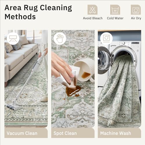 10x14 Area Rugs for Living Room Washable Rug Non (Green/Brown / 10' x 14' (Rectangular))