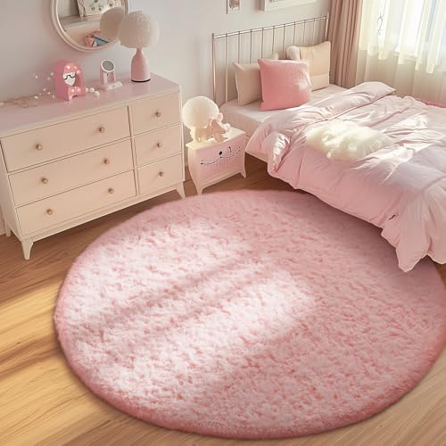 Round Rugs 6Ft Pink Circle Area Rug (5- Pink / 6' (Round))