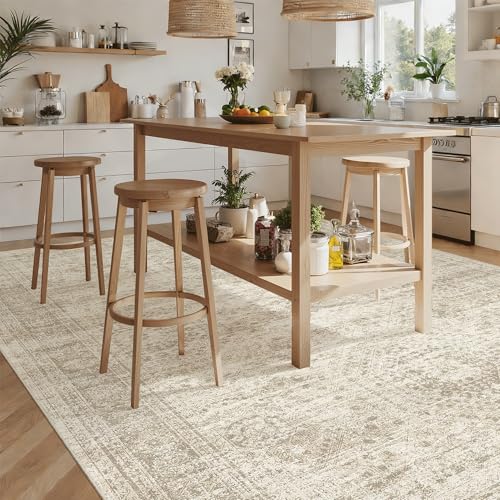 Washable Area Rug 8x12 Large Soft Beige Rugs for Living Room (Beige / 8' x 12' (Rectangular))
