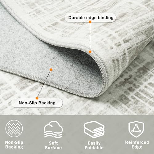 10x14 Washable Area Rug for Living Room Bedroom (White Gray / 10' x 14' (Rectangular))