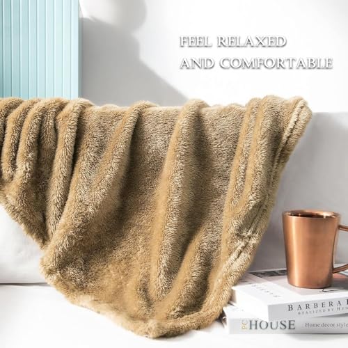 Fuzzy Plush Fleece Bed Blanket King Size (Brown / 104x90 IN)