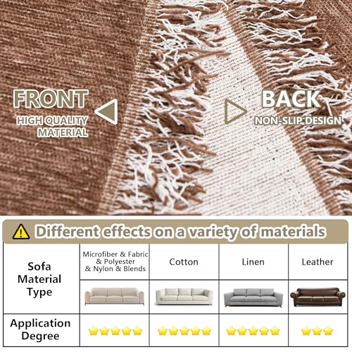 Loveseat Cover Camel Couch Cover Sectional Couch Covers for 2 Cushion Couch Sofa Thick Universal Chenille Sofa Cover with Tassel Durable Furniture Protector for Dogs 91" x 118" (91" x 118" / Tassels Edge-camel)