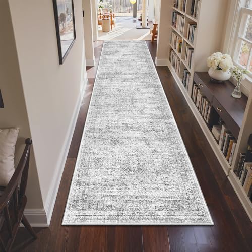 3x10 Runner Rug Non Slip (Grey/Ivory / 3' x 10' (Runner))