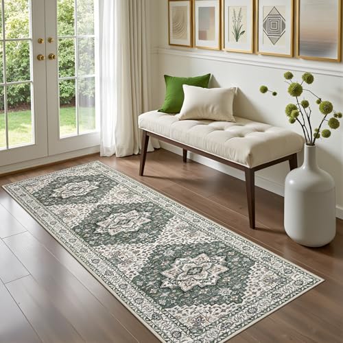 Hallway Runner Rug (Green Ivory / 2'6" x 8' (Runner))