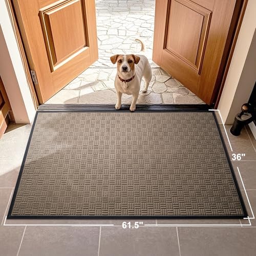 Front Door Mat Outdoor Entrance (Sandstone Beige / 3' x 5'2" (Rectangular))