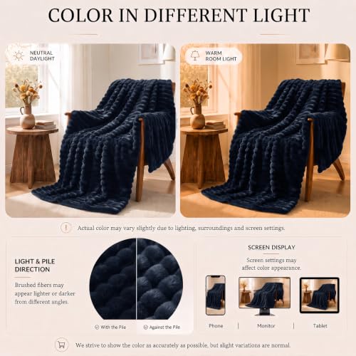 Navy Blue Throw Blanket for Couch (Navy Blue / Throw (50" x 60"))