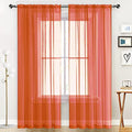 Basic Rod Pocket Sheer Voile Window Curtain Panels Jaffa Orange 1 Pair 2 Panels 52 Width 63 Inch Long for Kitchen Bedroom Children Living Room Yard (Jaffa Orange / 52"W x 63"L (Pack of 2))