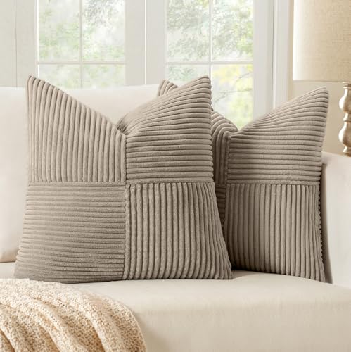 Taupe Decorative Throw Pillow Covers for Couch 20x20 Inch (20" x 20" (Pack of 2) / Taupe)