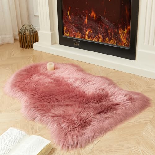 Faux Fur Rug Blush Pink Small Area Rug (2' x 3' (Sheepskin) / Blush Pink)