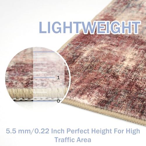 Abstract Area Rugs 5x7 Ft Washable Rugs for Living Room (Red/Multi / 5' x 7' (Rectangular))