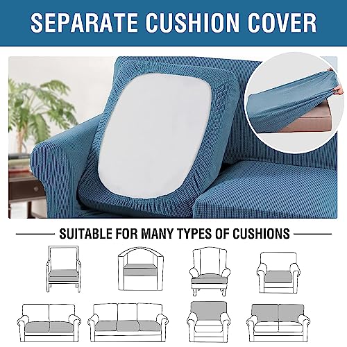 4 Piece Stretch Sofa Covers for 3 Cushion Couch Covers for Living Room Furniture Slipcovers (X-Large / Dusty Blue)