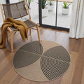 Modern Rainbow Small Round Rug (3' Round / Nature/Black Rainbow)