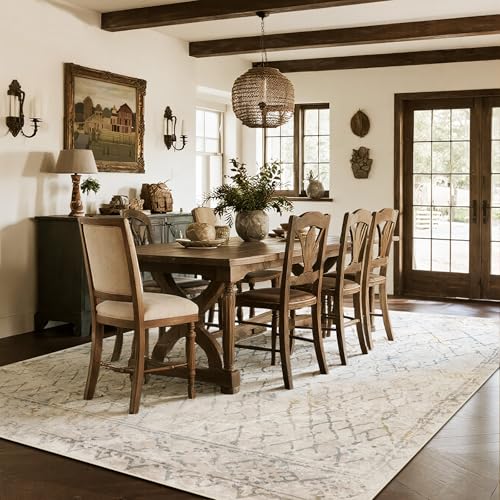 8x10 Washable Area Rugs for Living Room (8' x 10' (Rectangular) / Morocco-camel-blue-orange)