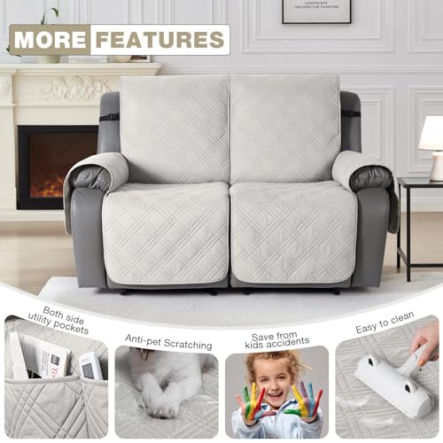 100% Waterproof Oversized Loveseat Recliner Cover (Off White / 2 Seater Oversized)