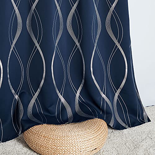 Sliding Door Curtains Extra Long Blackout Drapes for Large Window (1 - Navy / 52"W x 108"L (Pack of 2))