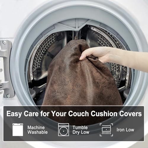 Leather Look Couch Cushion Covers Sofa Seat Slipcovers Sets Couches Furniture Protector for Sectional Armchair Loveseat Pets Kids Stretch Spandex Fabric (3 Cushion XL Sofa / Dark Brown)