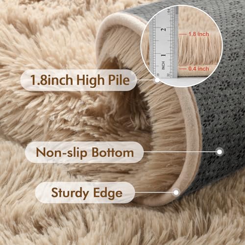 8x10 Ft Extra Large Shag Beige Rugs for Living Room Bedroom (CC Beige / 8' X 10' (Rectangular))