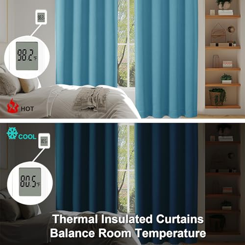 Ava Turquoise Short Blackout Curtains for Bedroom 45 Inches Long 2 Panels Set (Turquoise / 40"W x 45"L (Pack of 2))