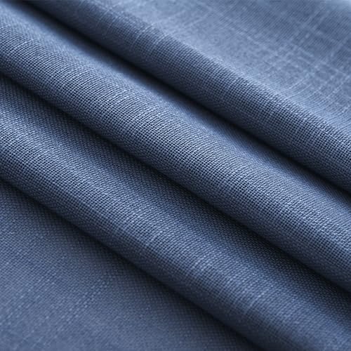 Navy Blue Curtains 96 inch Length for Bedroom Back Tab Light Filtering Semi Sheer Blue Living Room Curtains Linen Cotton Textured Indigo Blue Drapery Panel Modern Aesthetic Decor 42" Wx96 L (Navy Blue / 42"W x 96"L (Pack of 2))