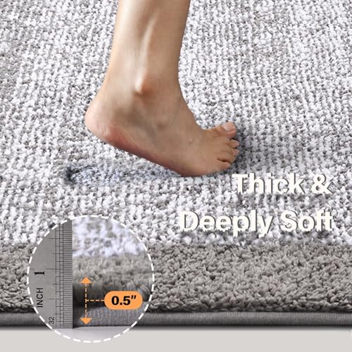 48x32 Bathroom Rugs Non Slip Washable (Light Grey / 2'8" x 4' (Rectangular))