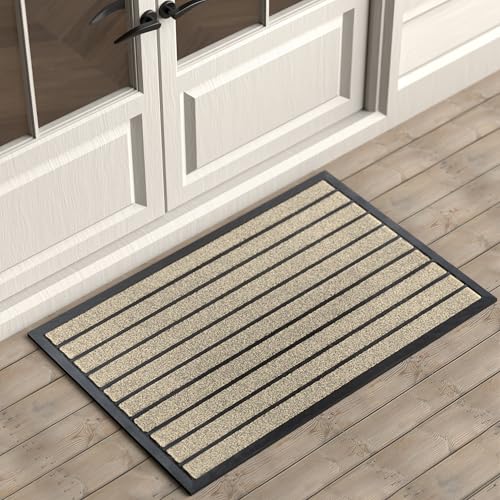 Extra Durable Door Mat Outside Entrance (36" x 24" (Rectangular) / Bright Beige)