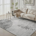 4x6 Rug Small Non Slip Area Rug Ultra Soft Machine Washable Low Pile Modern Abstract Dahlia Indoor Carpet Rugs for Bedroom Living Room Entryway Kitchen Bedside (Flower-grey / 4' x 6')