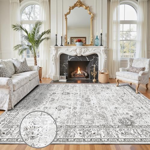 Grey Area Rug 6x9 for Living Room Bedroom (Grey/White / 6' x 9' (Rectangular))