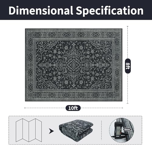 8x10 Washable Area Rugs for Living Room (8' x 10' (Rectangular) / Black-white)