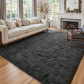 8x10 Ft Extra Large Shag Rugs for Living Room (Ba Dark Grey Solid / 8' X 10' (Rectangular))