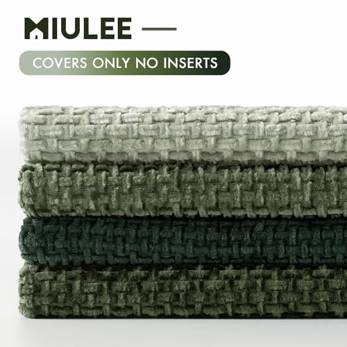 Soft Decorative Chenille Pillow Covers Forest Green 16x16 Pack of 4 (16" x 16" (Pack of 4) / Green)