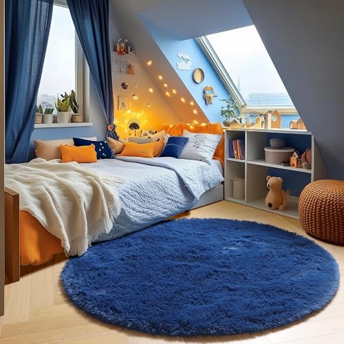 Navy Blue Round Area Rugs 5ft (Navy Blue / 5' (Round))