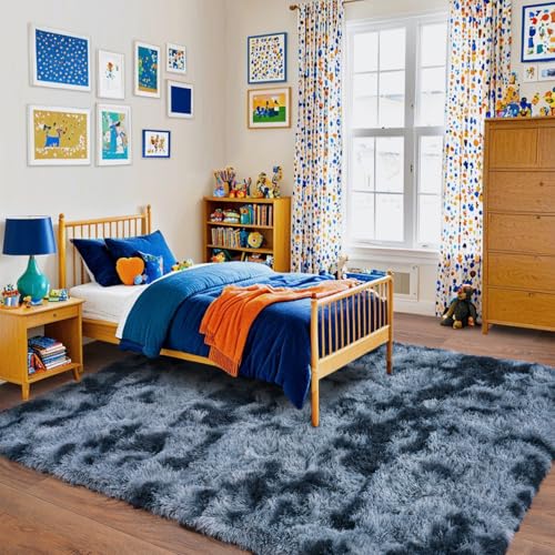 Super Fluffy Area Rug for Living Room 5x7 (Blue Grey / 5' x 7' (Rectangular))