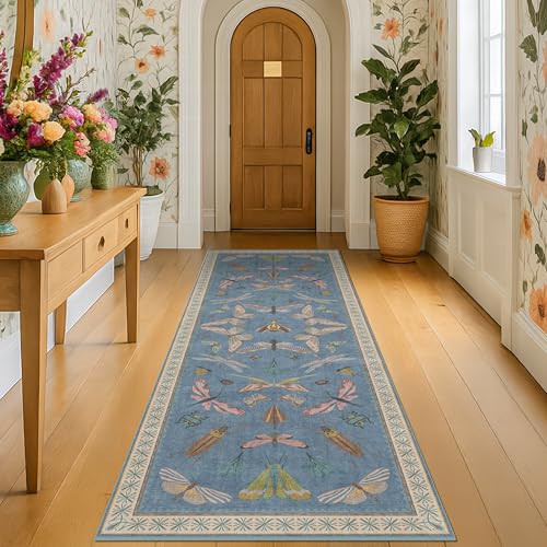 Boho Non Slip Kitchen Rug Runner (2' x 6' (Runner) / Blue)