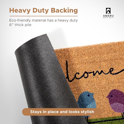 Coir Welcome Mat (Colorful Birds / 24x36)