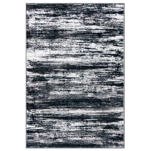 Modern Abstract Small Area Rugs (Black Navy Blue Grey / 2' x 3' (Rectangular))