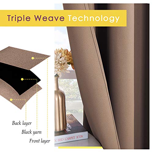 Blackout Window Curtains and Drapes for Kitchen (Cappuccino / 42"W x 60"L (Pack of 2))