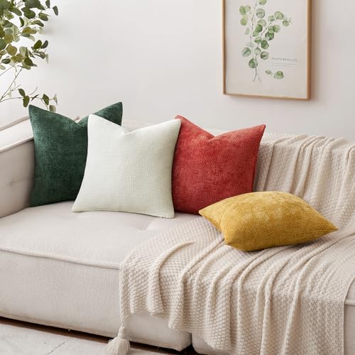 Decorative Couch Throw Pillow Covers 20x20 in Pure White 2 Pack (20" x 20" (Pack of 2) / Pure White)