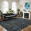 8x10 Retro Washable Area Rugs for Living Room (8' x 10' (Rectangular) / Black-white-blue-brownness)