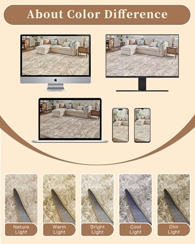 Washable Area Rug 4x6 for Living Room (Beige/Brown / 4' x 6' (Rectangular))
