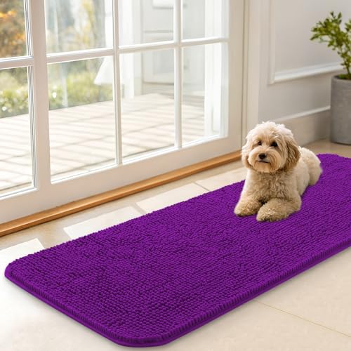 Dog Door Mat for Muddy Paws 47x17 (Purple / 47" X 17")
