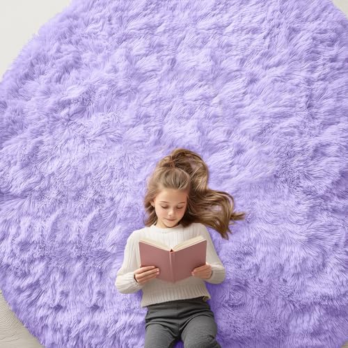 Light Purple Round Rugs for Bedroom (8 Ft Round / Light Purple)