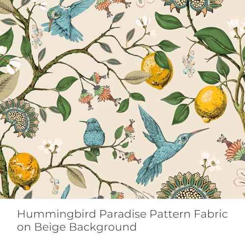 Floral Curtains 90 Inches Long 2 Panels Unique Natural Beige Luxury Elegant Colorful Euro Flower Hummingbird Patterned Rustic Vintage Grommet Drapes for Classroom Room Office Closet 52x90 (Beige / 52"W x 90"L (Pack of 2))