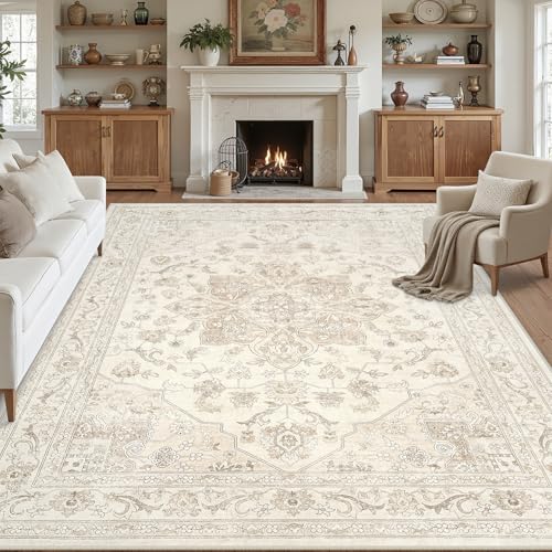 8x10 Area Rugs Living Room (Beige White / 8' x 10' (Rectangular))